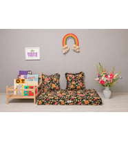 %100 Organik Yatak, Fransız Tarzı El Yapımı Bebek ve Çocuk Yatağı, Dekoratif Minder / Florals 60x120x15 cm
