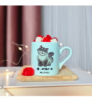Kedi ( Meow ) Tasarımlı Kişiye Özel Yeşil Türk Kahvesi Fincanı