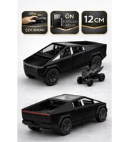 Die Cast Çek Bırak Metal Tesla Cybertruck ATV’li Model Araba 12 cm  Açılır Kapılı (Siyah)