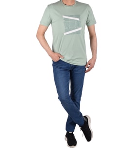 RYM-8020 BİSİKLET YAKA DESENLİ TİŞÖRT (Açık Yeşil)