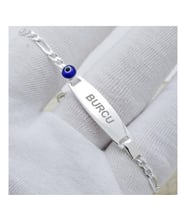 Nazarlı Unisex Gümüş İsimli Bebek Çocuk Künyesi