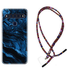 TCL 10L 10 Plus 10SE 20E 20SE 30 L7 Kılıf Boyun Asklı Rasta Silikon Blue MArble 1379