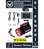 Kamp Avcı Deprem Solar Güneş Enerjili Uzun Çalışma Süreli Güçlü Beyaz Işık Şarjlı Fener Işıldak