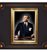 Özel Seri Paspartulu Çerçeveli Atatürk Tablo l401 (Gold)