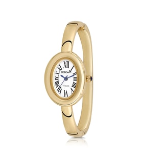 Polo Air Kelepçeli Oval Kasa Romen Rakamlı Kadın Kol Saati Gold Renk PL-1589B1x