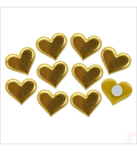 Yapışkanlı Kalp Sticker, 3,5 cm x 10 Adet - Altın