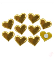 Yapışkanlı Kalp Sticker, 3,5 cm x 10 Adet - Altın