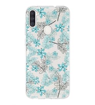 Samsung Galaxy A11  Uyumlu Kapak Floral Su Yeşili Tasarımlı Şeffaf Silikon Kılıf