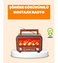 Şömine Alev Işıklı Solar Bluetooth Hoparlör – 7W Güçlü Ses, FM Radyo