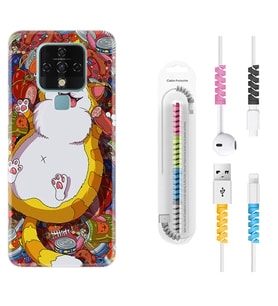 Tecno Camon 16 18P Pova 3 Pova Neo Kılıf Kablo Koruma Spiral Silikon Tombul Kedi 1739