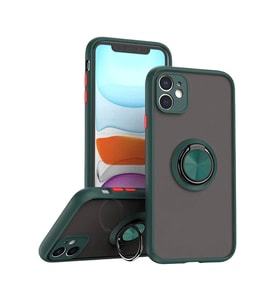 Newface Apple iPhone 11 Kılıf Montreal Yüzüklü Silikon Kapak - Yeşil