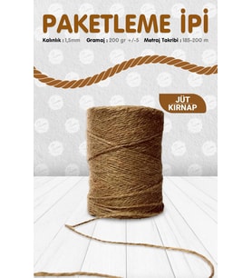 Doğal JÜt ip / Hasır Süsleme İpi /Paketleme İpi /Kendir Kırnap  İpi-JUT (Renksiz)