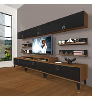 Decoraktiv Ekoflex 8Y Mdf Gold Tv Ünitesi Tv Sehpası - Ceviz Siyah (Siyah - Ceviz)