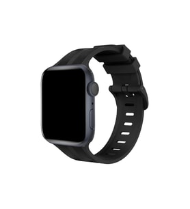 Apple Watch 38mm Kr408 Çizgili Silikon Kordon - Siyah