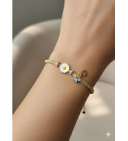 925 Ayar Papatya Silver Tırnak Makası Örme Zincir Patili Harfli Papatya Bileklik.rose.gold.rodaj