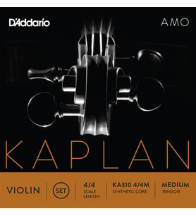 D'Addario KA310 Kaplan Amo 4/4 Tam Boy Keman Tel Seti - Medium Tansiyon (Profesyonel)  Sentetik Çekirdek, Sıcak ve Zengin Ton Karakteri, Hızlı Akort Stabilitesi ve Geniş Dinamik Aralık