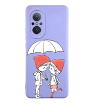 Huawei Nova 9SE Uyumlu Lansman Kılıf Aşk Tasarımlı İçi Kadife Kapak-Lila (Şeffaf)