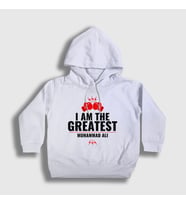 Presmono Unisex Çocuk Beyaz Greatest Muhammed Ali Kapüşonlu Sweatshirt 230317tt (Beyaz)