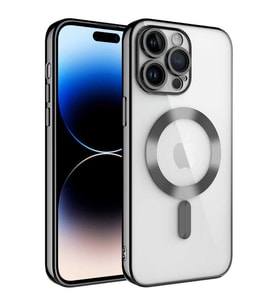Apple iPhone 11 PRO MAX Kılıf Kamera Lens Korumalı Renkli Magsafe Şeffaf Silikon (Siyah)