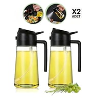 Çift Fonksiyonlu Cam Yağdanlık ve Spreyli Zeytinyağı Şişesi 450 ml