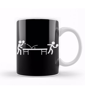 Ping Pong Table Tennis Stick Figures Pingpong Kupa Bardak Porselen