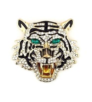 Büyük Boy Kaplan Tiger Zirkon Taşlı Yaka İğnesi Broş RZ106
