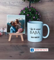 Babaya Hediye Fotoğraflı Dekoratif Taş, Kupa Bardak Beyaz Hediye (Model 1)