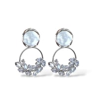 Buğday Motif Taşlı Silver Halka Çelik Küpe