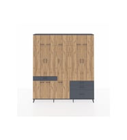 Arges Dolap 8 Raflı 4 Çekmeceli 3 Askılı 220x30x243 Antrasit-Çam/Antrasit