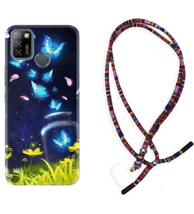 INFINIX Smart 4 5 6 Zero 8 S5 Pro Kılıf Boyun Asklı Rasta Silikon Neon Butterflys 1309