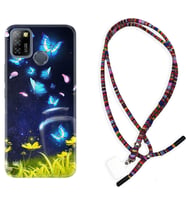 INFINIX Smart 4 5 6 Zero 8 S5 Pro Kılıf Boyun Asklı Rasta Silikon Neon Butterflys 1309
