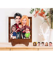 BK Gift Kişiye Özel Aile Karikatürlü Ahşap Standlı 3D Biblo-5 (Beyaz)