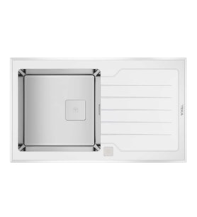 TEKA Diamond RS15 1B 1D 86 (WST WHITE) Beyaz Cam Yüzey Tezgah Üstü Eviye 115100012