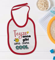 BK Kids Teyze Anne Gibi Tasarımlı Kırmızı Bebek Mama Önlüğü-1