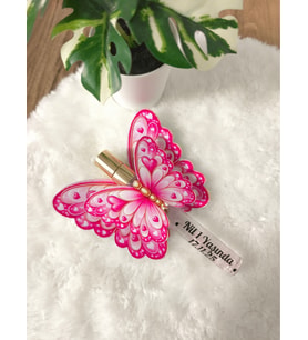 Pamuğum Atelier Pembe Kelebek Kartlı 10 ml Sprey Kolonya Doğum, Doğum Günü Hediyeliği (15-25-35-50 Adet)