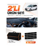 e-biz FORD TOURNEO CONNECT (2013-2020) Uyumlu Torpido + Tay Tüyü Çanta - Siyah-Kahverengi - FO018