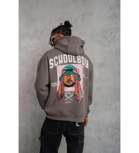 Erkek SCHOOL BOY Baskılı Kapüşonlu Sweat - Gri