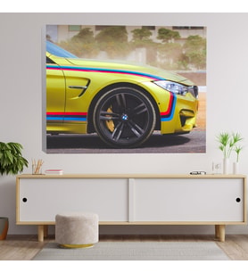 Yakın Çekim Bmw Spor Araba Dekoratif Kanvas Tablo