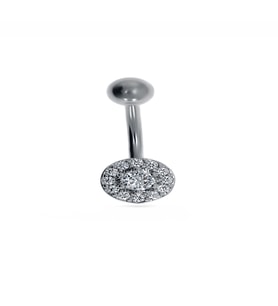 Kadın Taşlarla Çevrili Tek Taş Model Çelik Piercing