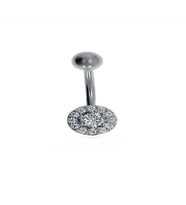 Kadın Taşlarla Çevrili Tek Taş Model Çelik Piercing
