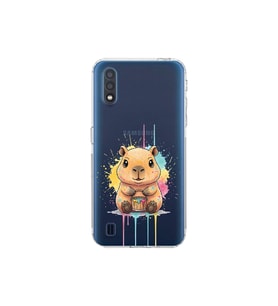 Samsung Galaxy A01 ile Uyumlu Splash Kapibara Tasarımlı Şeffaf Silikon Kılıf