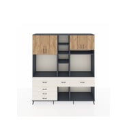 Hyperion Dolap 11 Raflı 6 Çekmeceli 4 Kapaklı 220x44x243 Antrasit-Çam/Aytaşı