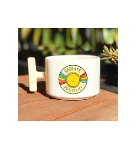 Radiate Positivity Baskılı Beyaz T Kulp Kupa Bardak