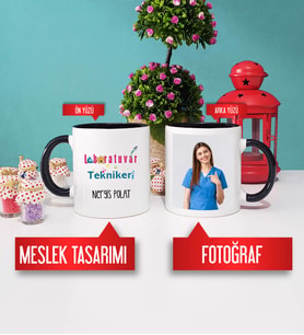 Laboratuvar Teknikeri Kupa Bardak Siyah Fotoğraflı