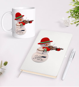 BK Gift Kişiye Özel Yılbaşı Mutlu Yıllar Tasarımlı Beyaz Defter Kalem Kupa Seti - 3
