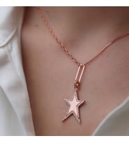 Yıldız Model Taşlı Rose Gold Kaplama Gümüş Kolye