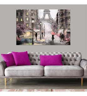 Miyrem Exclusive Serie"  Sulu Boya Paris Eyfel Kulesi Kanvas Tablo