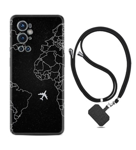 Tecno Spark 9 Pro Kılıf Resimli Boyun Askılı İpli Desenli Silikon Series Black Plane 1868
