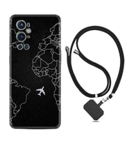 Tecno Spark 9 Pro Kılıf Resimli Boyun Askılı İpli Desenli Silikon Series Black Plane 1868
