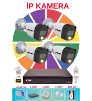 FURY 4 Lü Ip Güvenlik Kamera Seti Sesli 4mp Gece Renkli Su Geçirmez 5515s 320GB